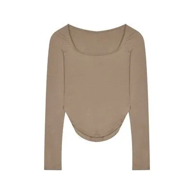 [ Korean Style] 2 Colors Slim Fit U-Neck Long Sleeve Tee