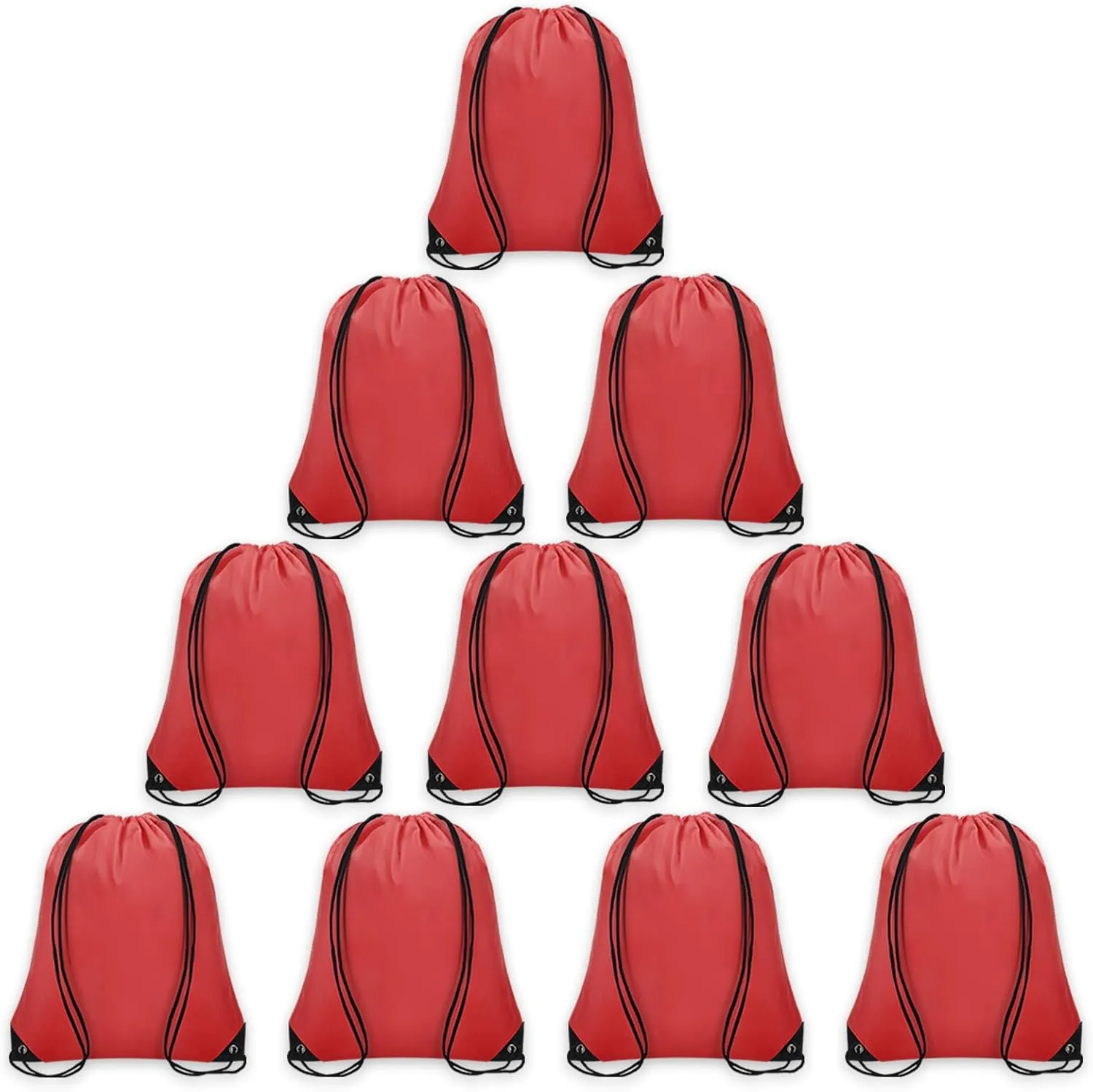 10Pcs Drawstring Backpack Bulk Cinch Bag, Drawstring Bags Polyester for Gym Sports Beach Party Trip (Red)
