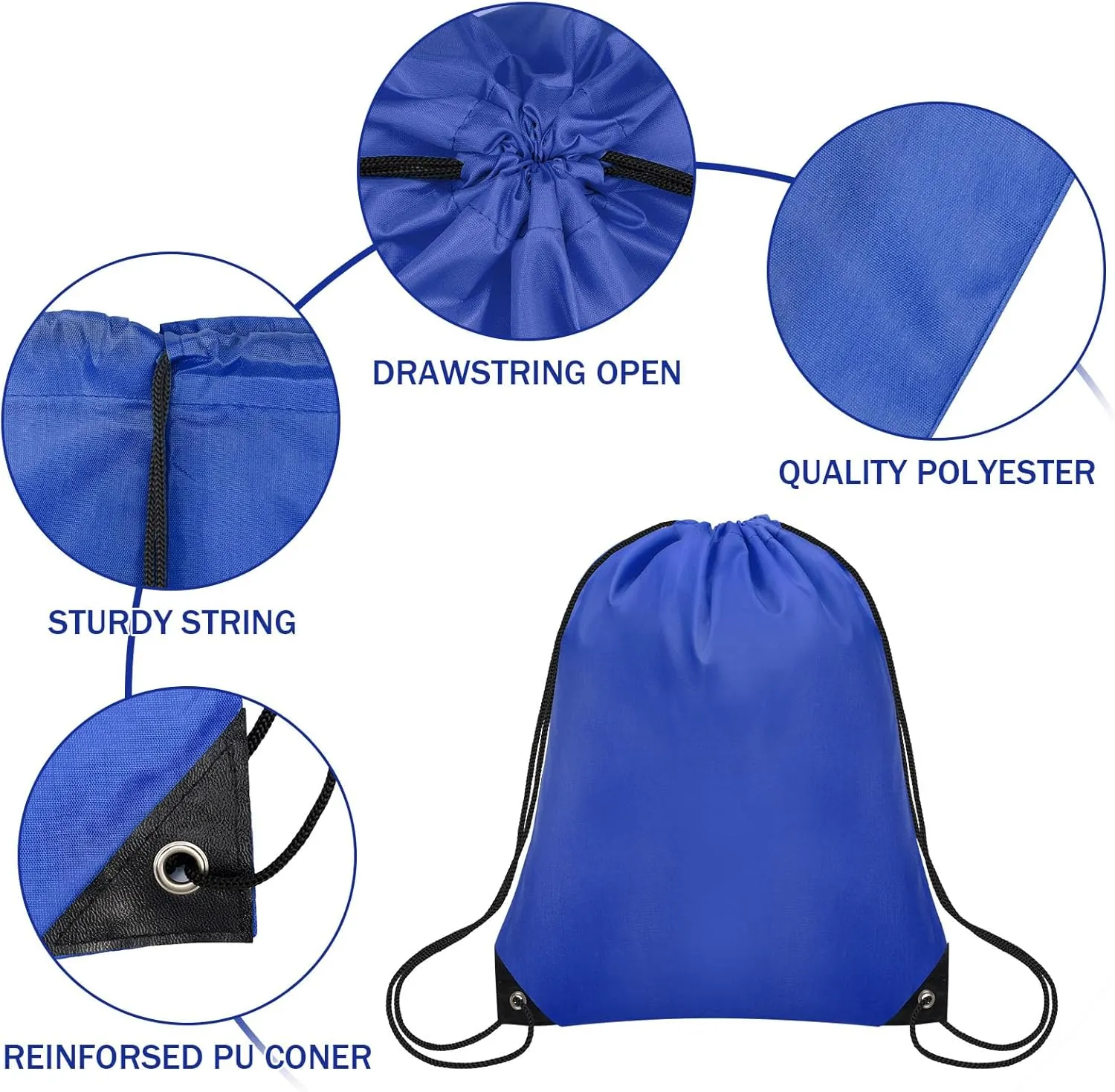 10Pcs rawstring Backpack Bulk Cinch Bag, Drawstring Bags Polyester for Gym Sports Beach Party Trip (Navy Blue)