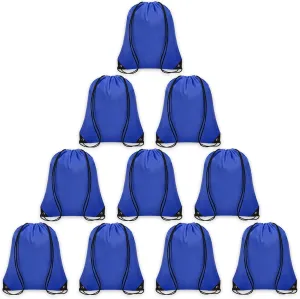 10Pcs rawstring Backpack Bulk Cinch Bag, Drawstring Bags Polyester for Gym Sports Beach Party Trip (Navy Blue)