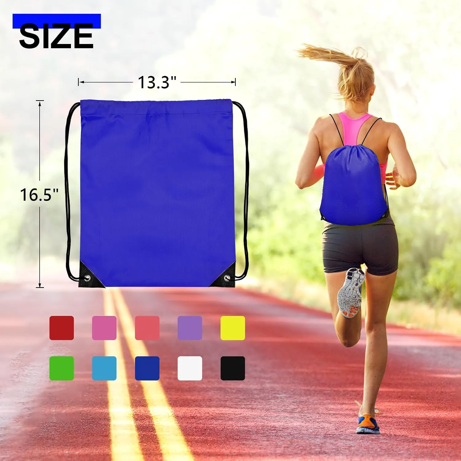 10Pcs rawstring Backpack Bulk Cinch Bag, Drawstring Bags Polyester for Gym Sports Beach Party Trip (Navy Blue)