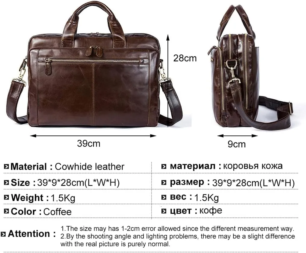 14 Inch Briefcase Convertible Messenger Bags Handbag Men Genuine Leather Multifunctional Work Business Shoulder Bag
