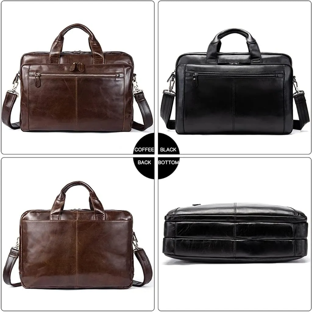 14 Inch Briefcase Convertible Messenger Bags Handbag Men Genuine Leather Multifunctional Work Business Shoulder Bag