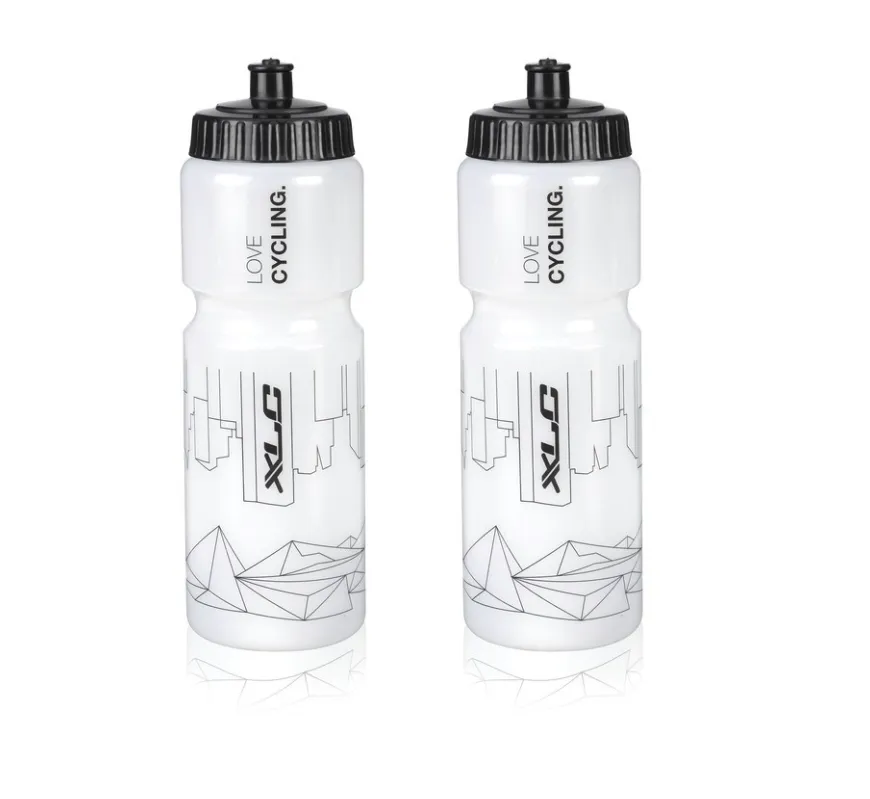 2 x XLC Bio Renewable Water Bottles - 750ml - Clear - WB-K04