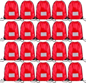 20 Pcs Drawstring Bags,Bulk Draw String Backpack, Cinch Bag Sackpack for Travel Gym Sport, Red