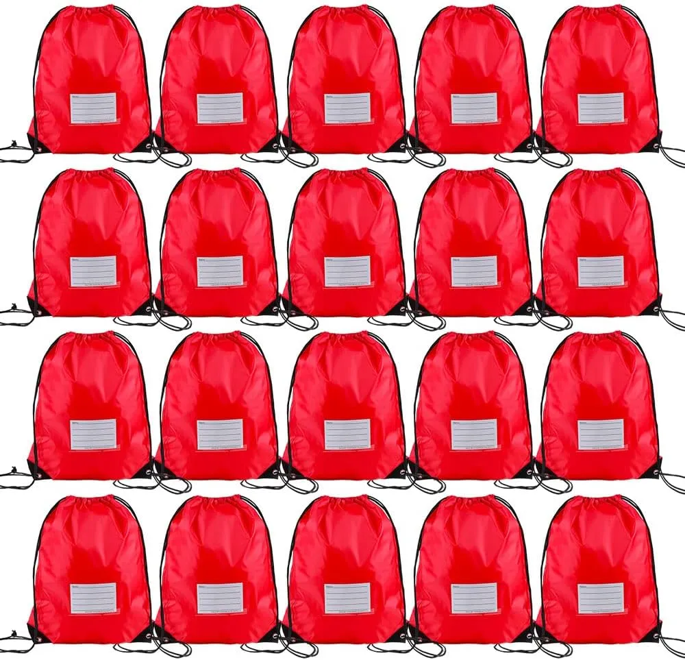 20 Pcs Drawstring Bags,Bulk Draw String Backpack, Cinch Bag Sackpack for Travel Gym Sport, Red