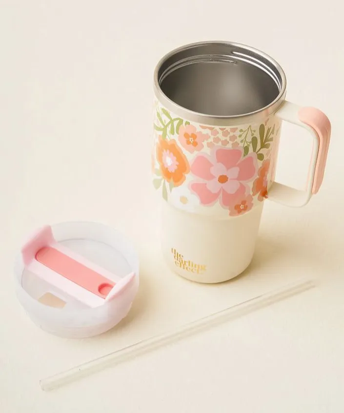 20oz Mini On-The-Go Tumbler - Beyond Blooms Pink Orange