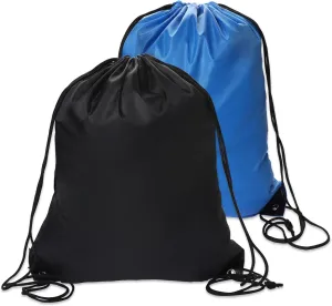 2PCS Drawstring Bags PE Bags Drawstring Gym Bag Black Draw String Bags Drawstring Backpack for Sports, Gym, Travel, Swimming, Beach