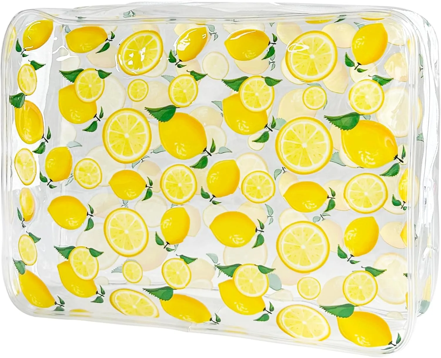 2PCS Lemon Transparent PVC Cosmetic Bag, Portable Waterproof Storage Bag Tsa Approved Toiletry Bag for Girls' Cosmetics and Toiletries. (Lemon Printing-2pcs, D1184-B033-4)