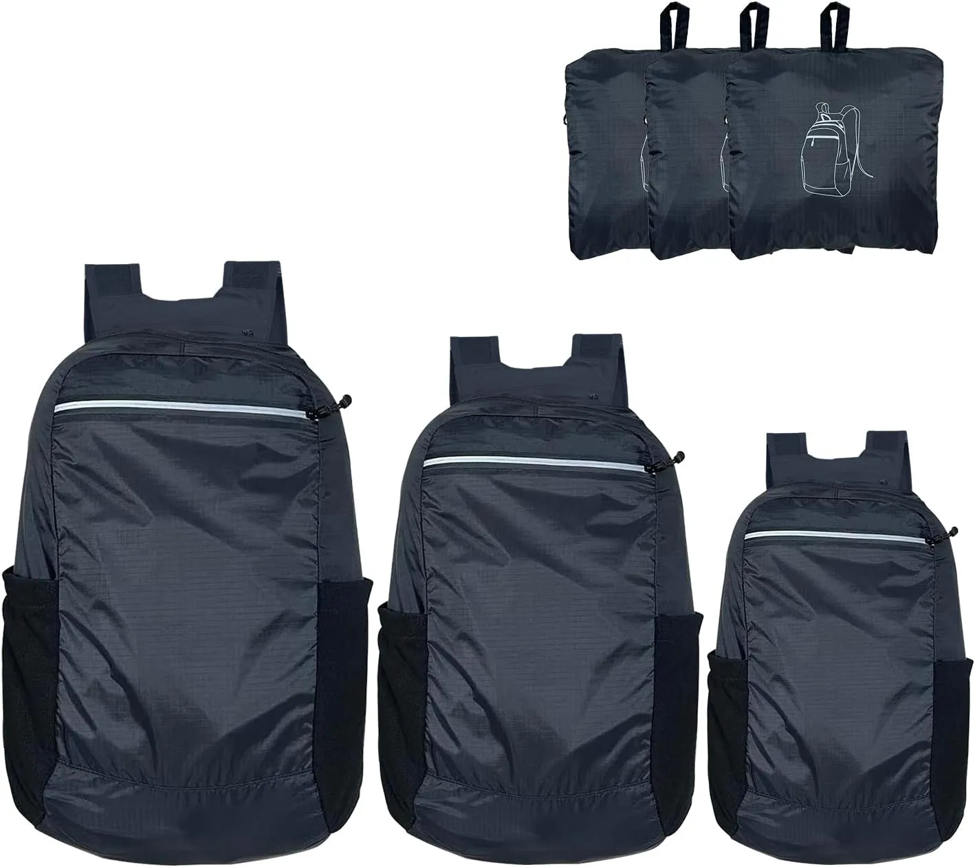 3 Packs Family Travel Backpack, Multi-Compartment, Durable fibric, foldable backpacks, family hiking camping short trip bags (Large, Medium, Small)
