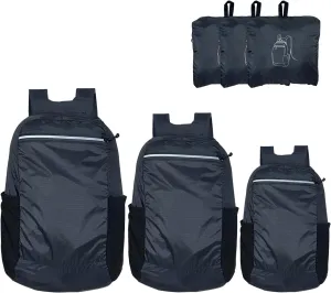 3 Packs Family Travel Backpack, Multi-Compartment, Durable fibric, foldable backpacks, family hiking camping short trip bags (Large, Medium, Small)