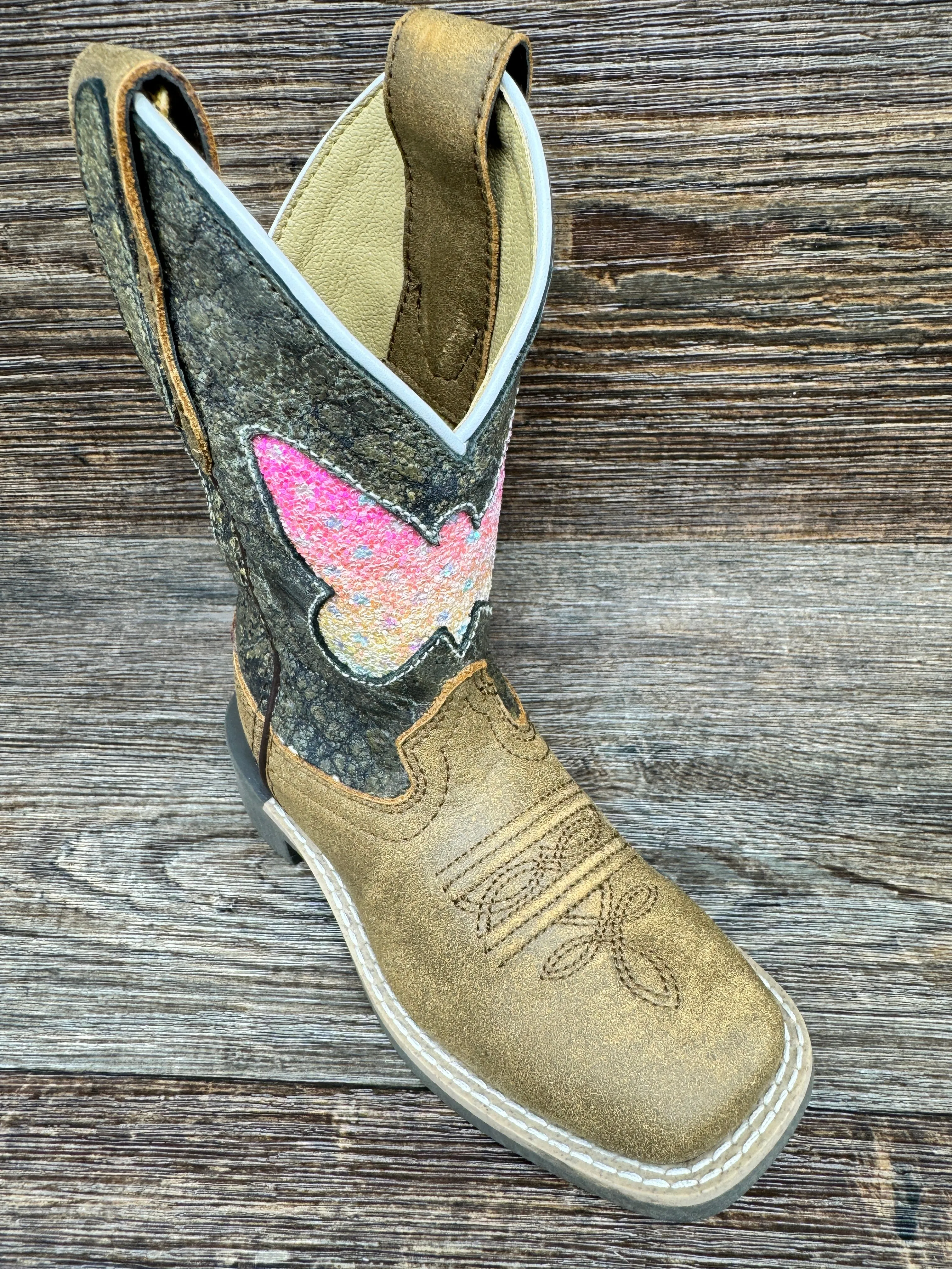 3306C Girl's Chloe Square Toe Western Boot by Smoky Mountain
