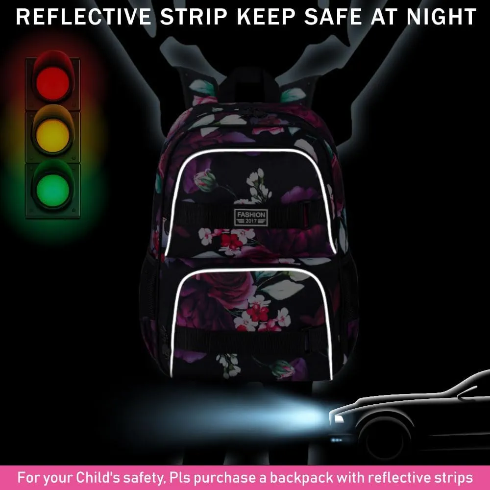 3Pcs Backpack for Girls Boys, 17 Inch School Bookbag with Lunch Box, Durable Laptop Backpacks Set for Teens College
