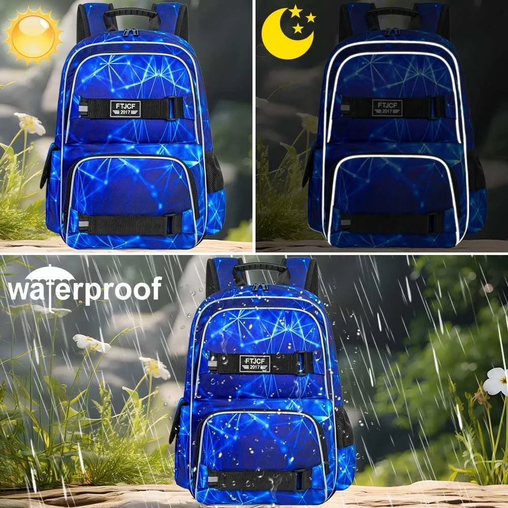 3Pcs Backpack for Girls Boys, 17 Inch School Bookbag with Lunch Box, Durable Laptop Backpacks Set for Teens College