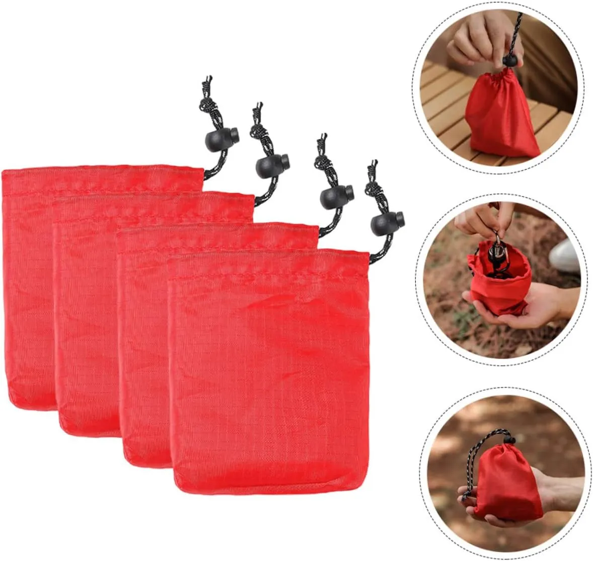 4sets Polyester Roll-up Produce Bags Drawstring Sports Duffle Bag for Small Sundries 4pcs*4