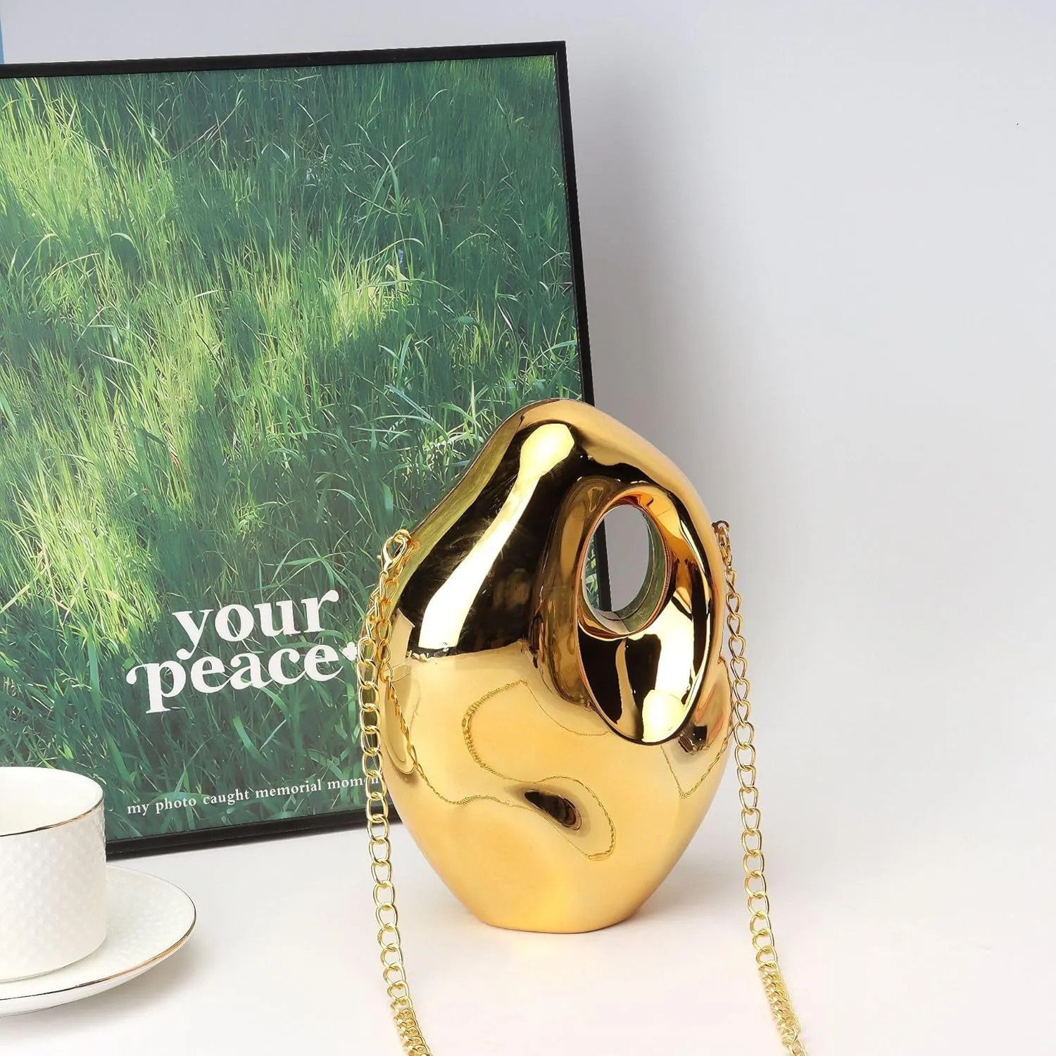 Acrylic Clutch Bags Meteorite Shape Metallic Handbag Unique Acrylic Purse Party Shoulder Bag for Women Evening