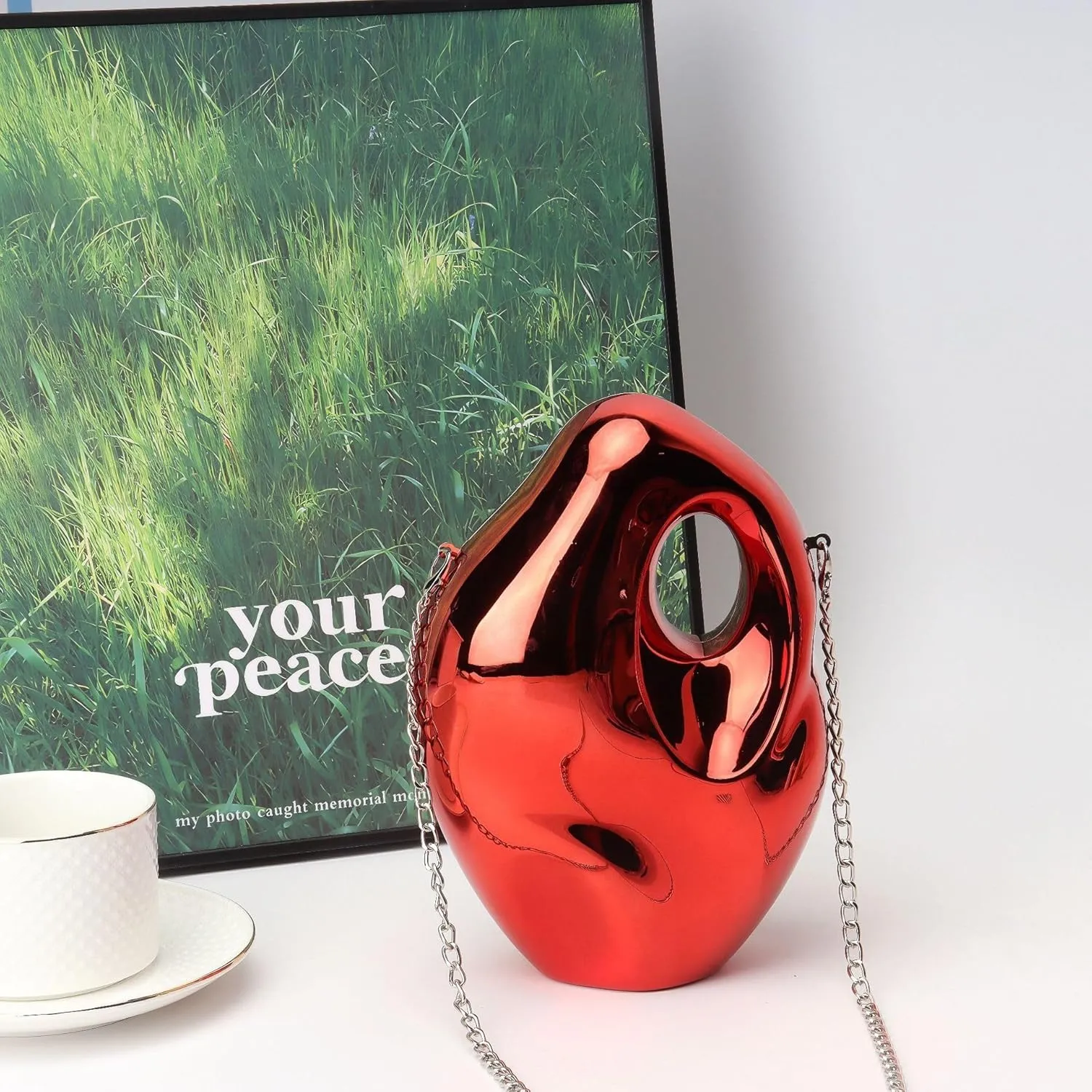 Acrylic Clutch Bags Meteorite Shape Metallic Handbag Unique Acrylic Purse Party Shoulder Bag for Women Evening