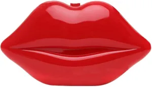 Acrylic Clutch Purse for Wedding Lip Shaped Evening Handbag Fun Evening Bag Crossbody Shoulder Bag with Metal Chain Red