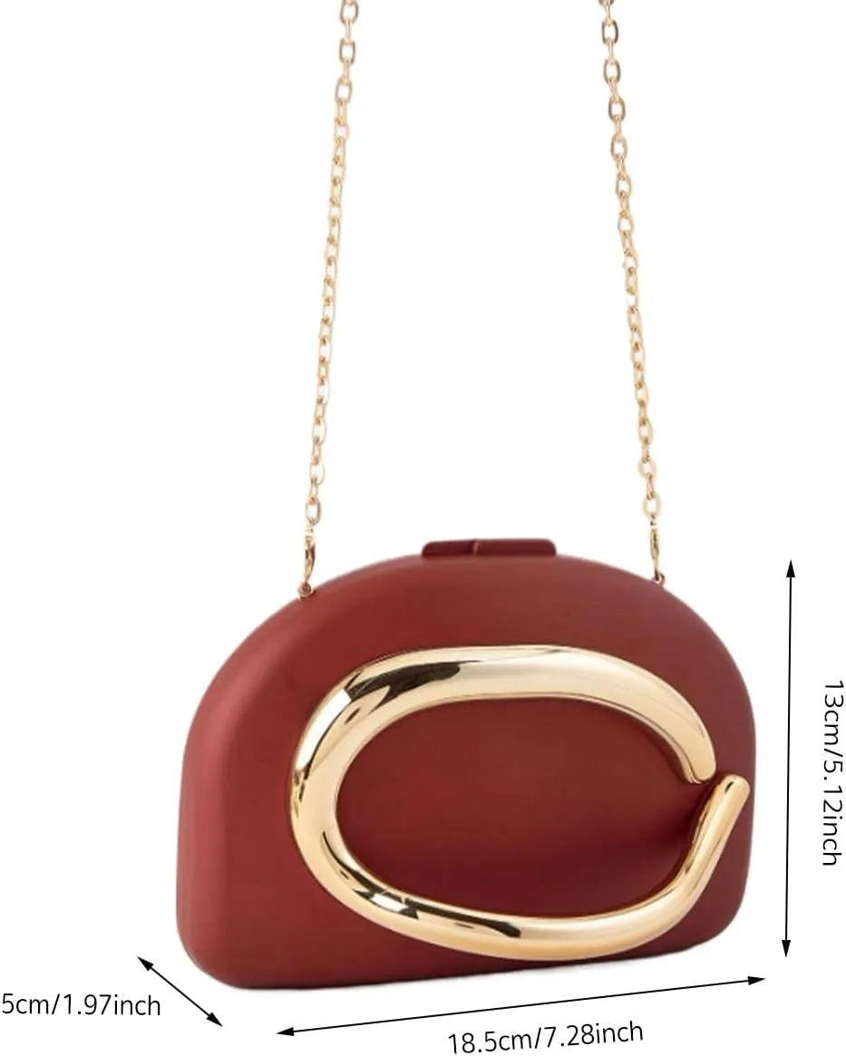 Acrylic Evening Clutch Metal Handle Handbag Shell Shape Shoulder Crossbody Bag for Wedding Party Causal