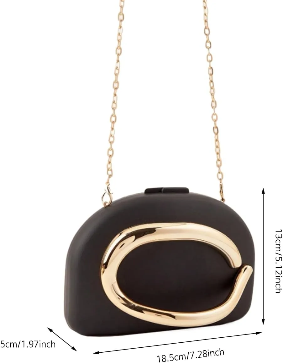 Acrylic Evening Clutch Metal Handle Handbag Shell Shape Shoulder Crossbody Bag for Wedding Party Causal