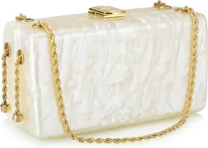 Acrylic Purses Evening Clutch Bag Marbling Handbags for Women Cross Body Bag with Pearl Chain Formal Wedding Prom Party