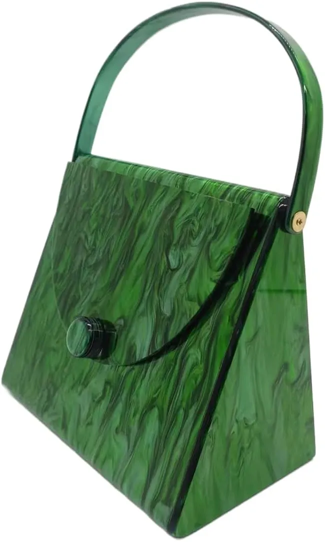 Acrylic Women Evening Clutch Unique Triangle Handbag Elegant Twist Top Handle Purse Bags for Wedding Party Cocktail