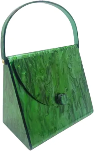 Acrylic Women Evening Clutch Unique Triangle Handbag Elegant Twist Top Handle Purse Bags for Wedding Party Cocktail