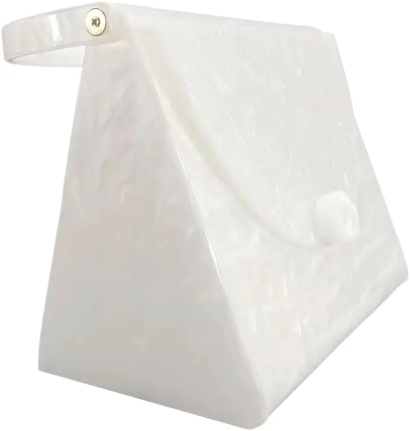 Acrylic Women Evening Clutch Unique Triangle Handbag Elegant Twist Top Handle Purse Bags for Wedding Party Cocktail