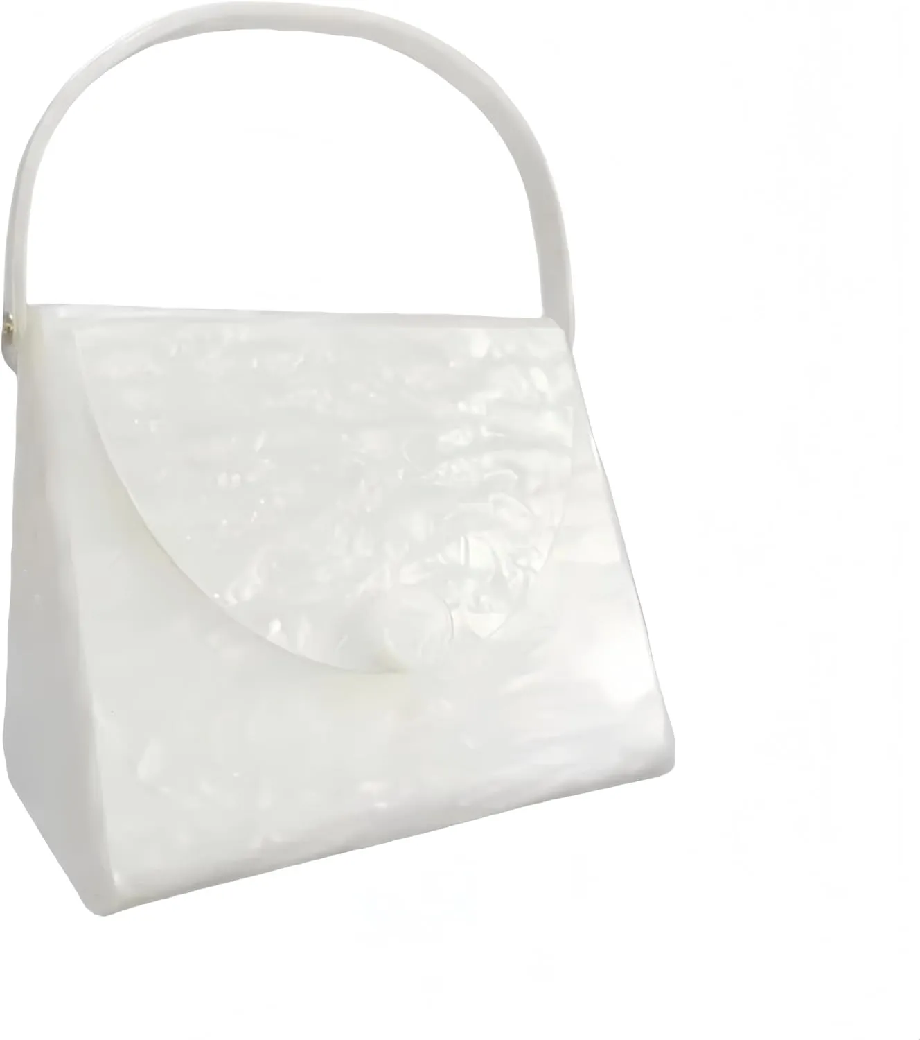 Acrylic Women Evening Clutch Unique Triangle Handbag Elegant Twist Top Handle Purse Bags for Wedding Party Cocktail