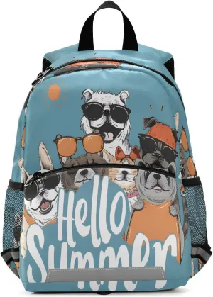 ALAZA Fun Dogs and Cute Cats Summer Toddler Backpack for Boys Girls Preschool Bag