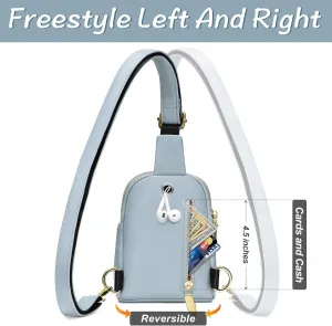 Amazerbst Small Black Faux Leather Waterproof Zipper Waist Pack Crossbody Sling Bag For Women