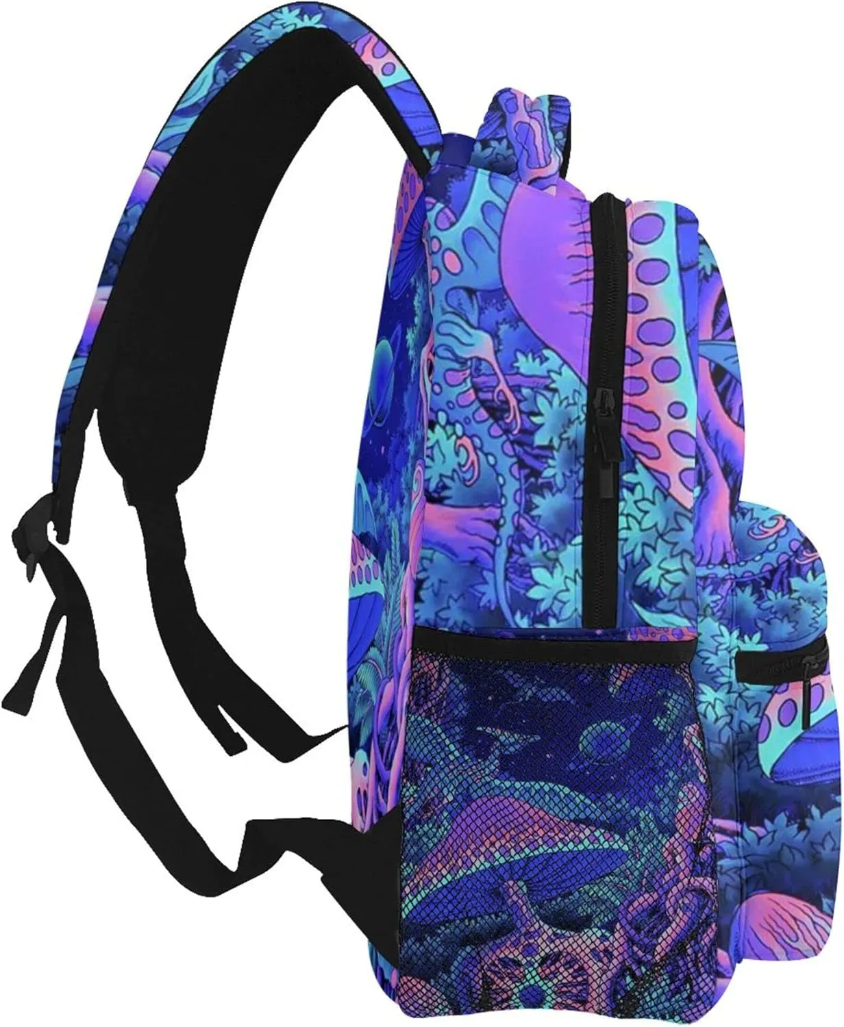 AMRANDOM Backpack Multipurpose Bookbag Stylish Magic Mushrooms Fairytale Mushrooms Scenery Psychedelic Backpacks Durable Rucksack with Adjustable Shoulder Straps