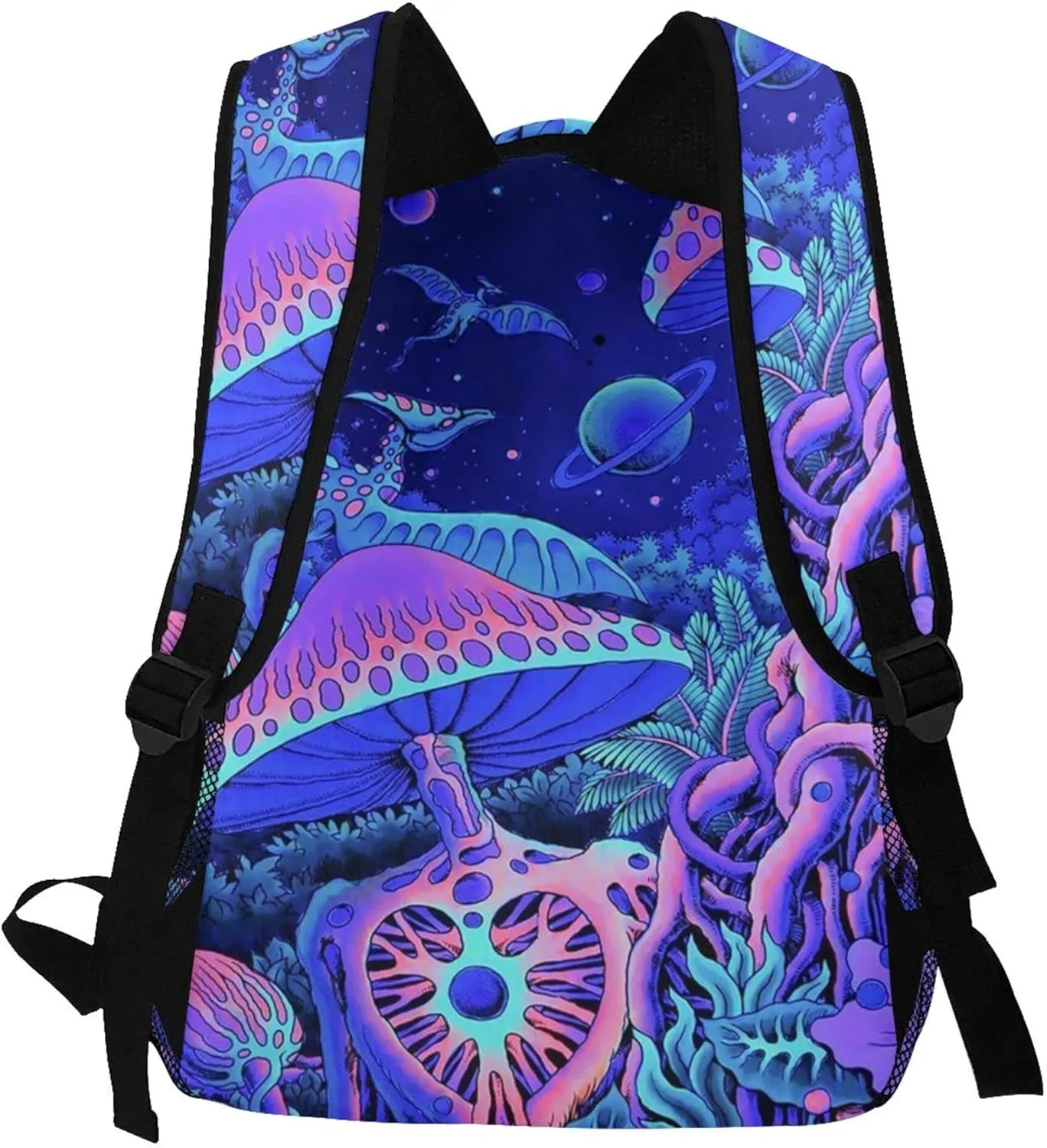 AMRANDOM Backpack Multipurpose Bookbag Stylish Magic Mushrooms Fairytale Mushrooms Scenery Psychedelic Backpacks Durable Rucksack with Adjustable Shoulder Straps