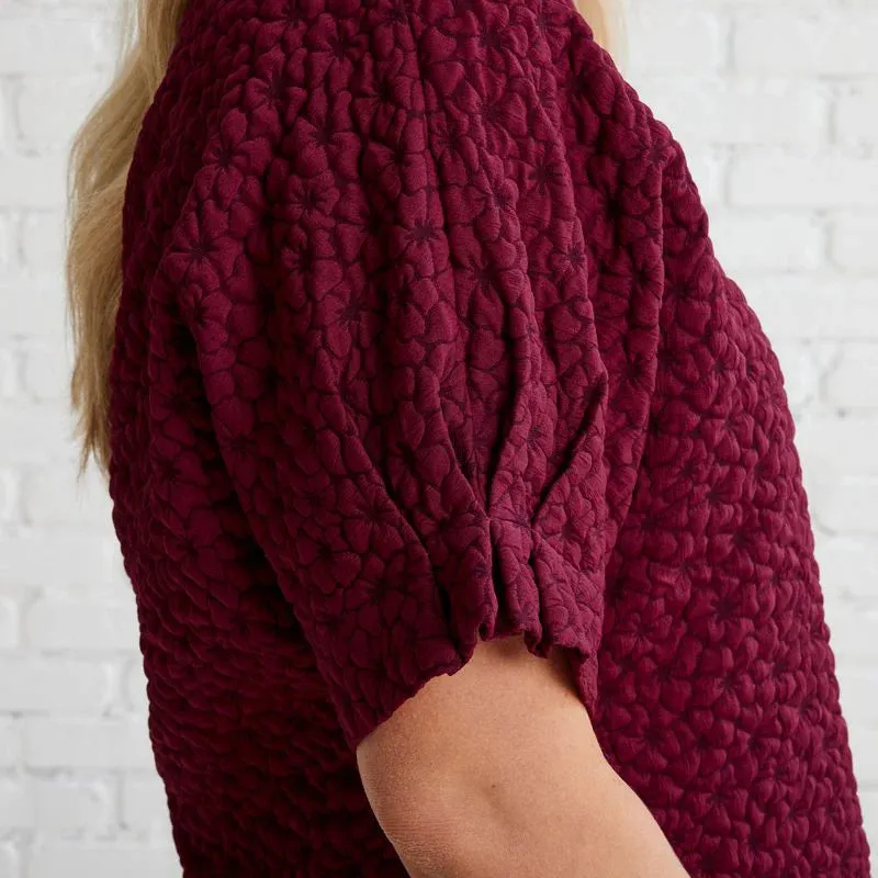 Annie Quilted Top- Maroon