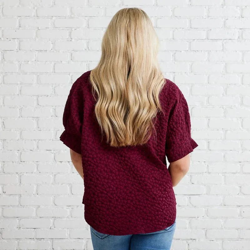 Annie Quilted Top- Maroon