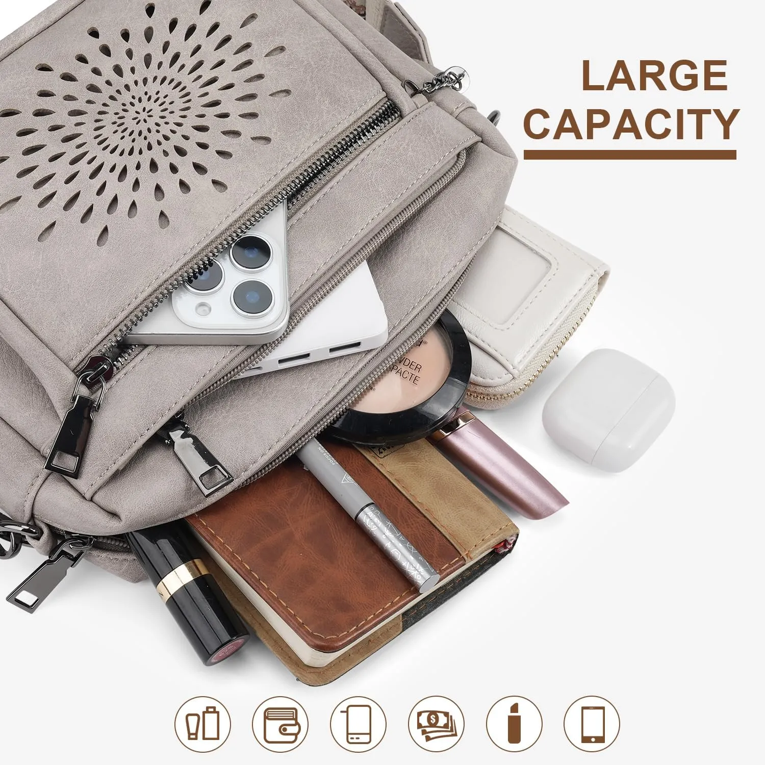 APHISON Crossbody Purse for WomenSmall Crossbody Bags Trendy Vegan Leather Shoulder bag with Adjustable Strap and Tassel