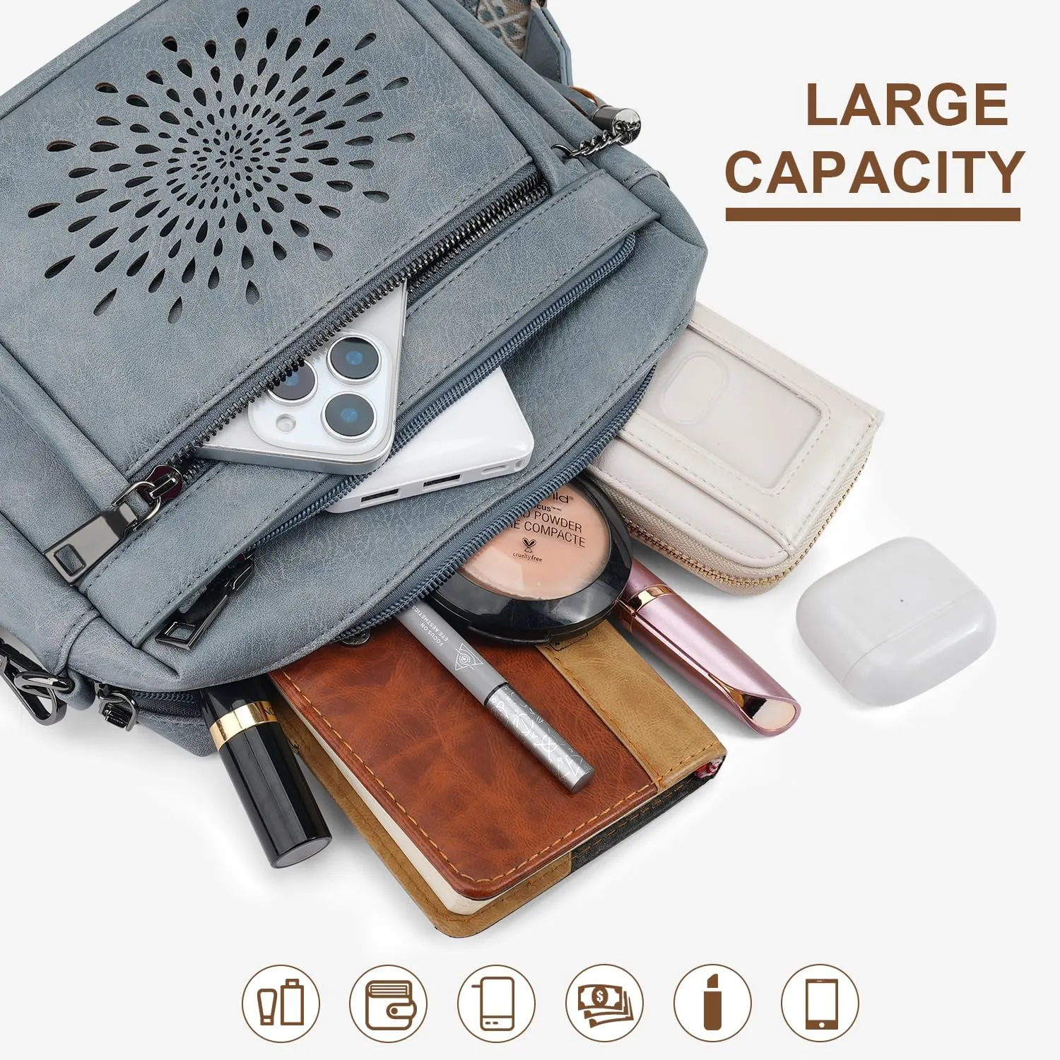 APHISON Crossbody Purse for WomenSmall Crossbody Bags Trendy Vegan Leather Shoulder bag with Adjustable Strap and Tassel