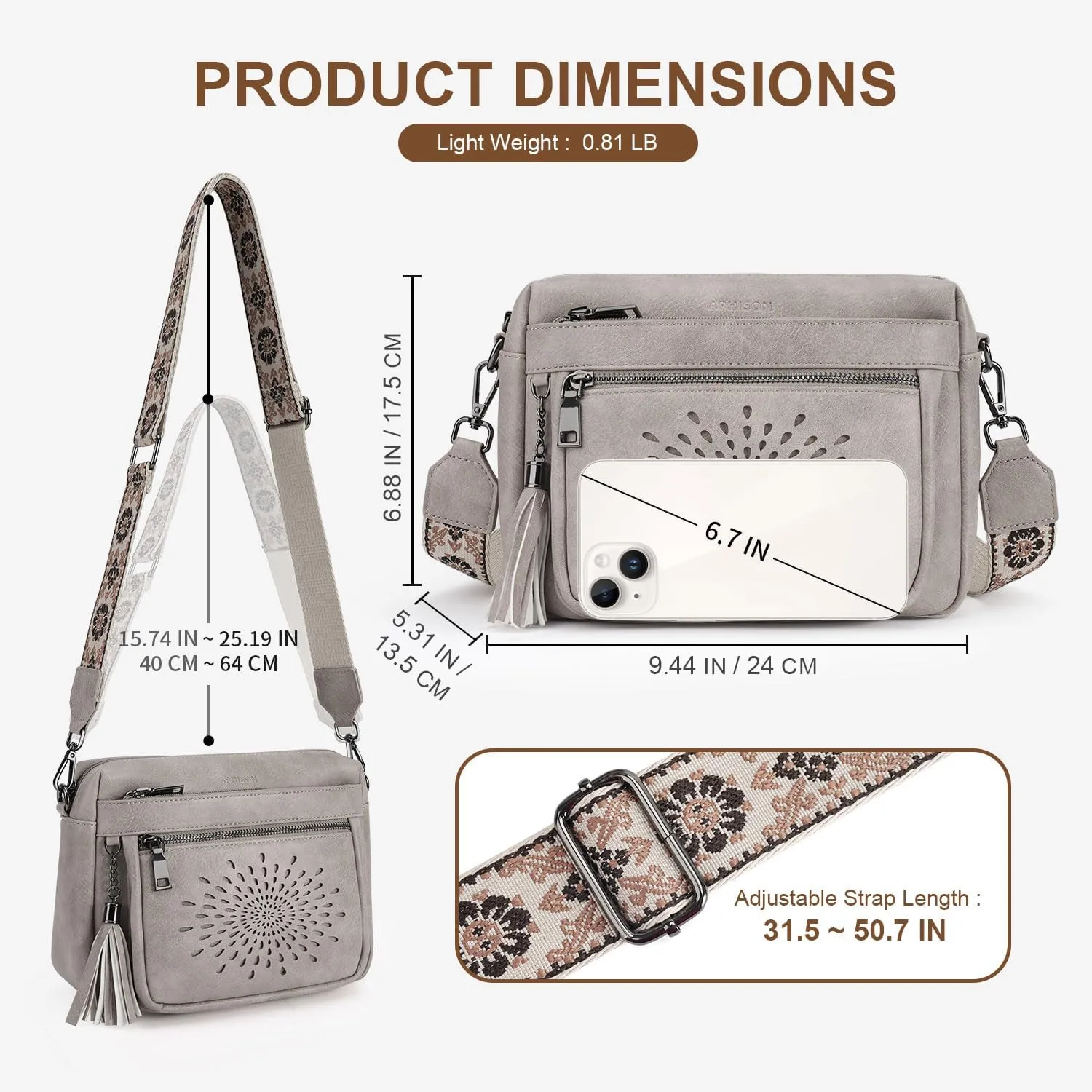 APHISON Crossbody Purse for WomenSmall Crossbody Bags Trendy Vegan Leather Shoulder bag with Adjustable Strap and Tassel