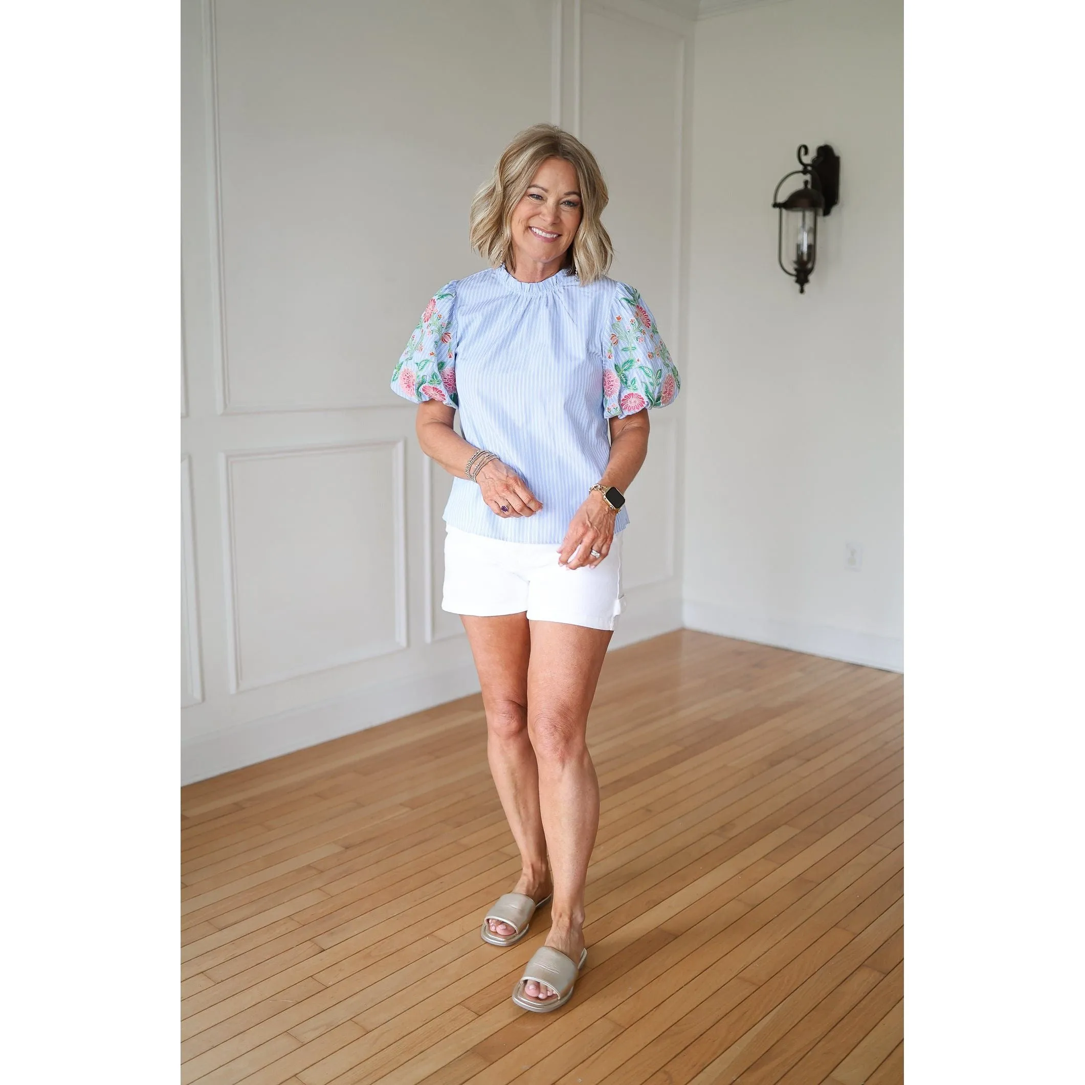 Avondale Embroidered Blue Top
