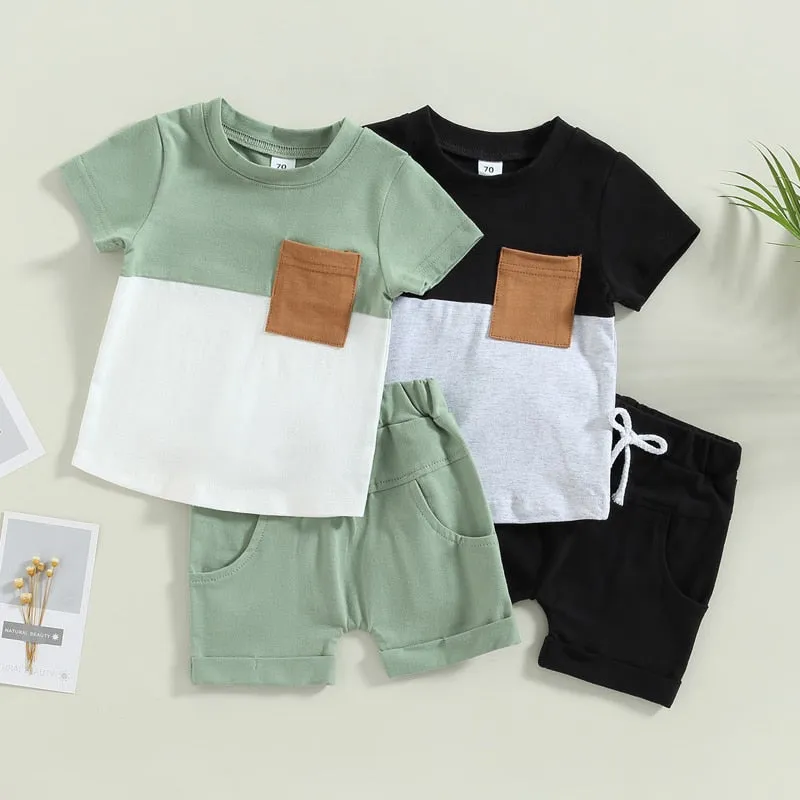 Baby Boys 2Pcs Tops & Shorts Summer Outfit Sets