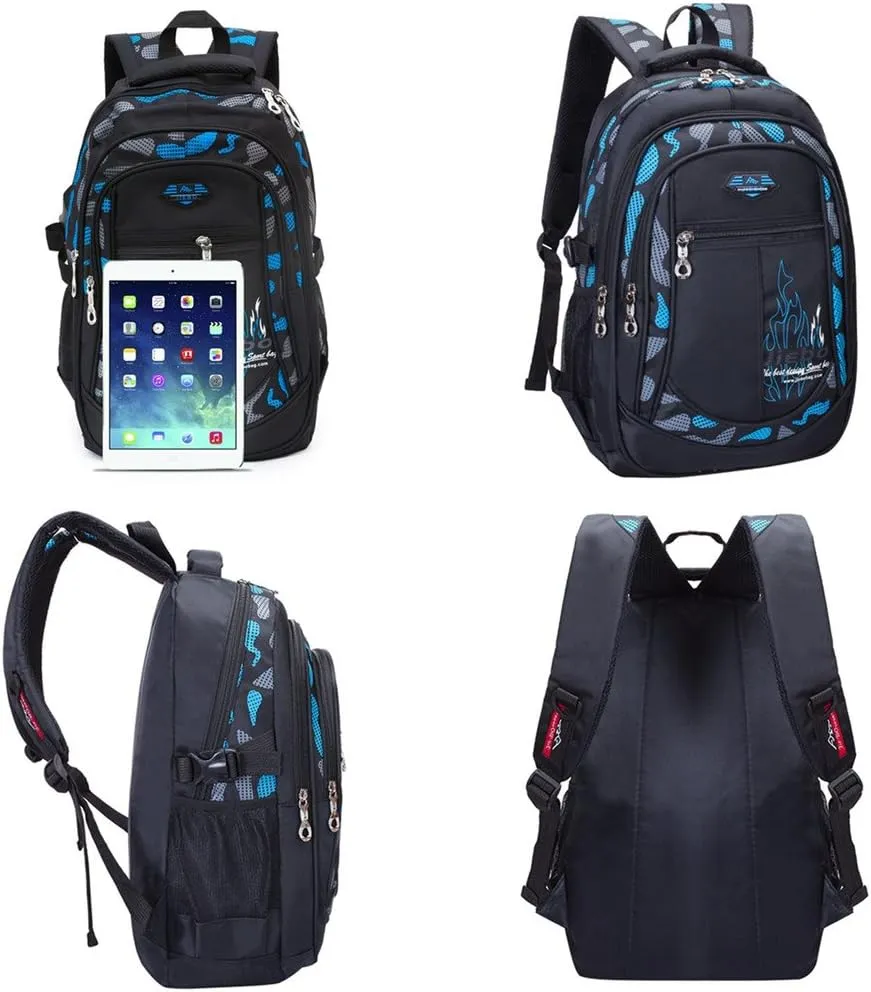 Backpack Boys Elementary School Bookbag Durable Heavy Duty Student Teenage Sturdy Kids Travel Waterproof Big (Blue) Large