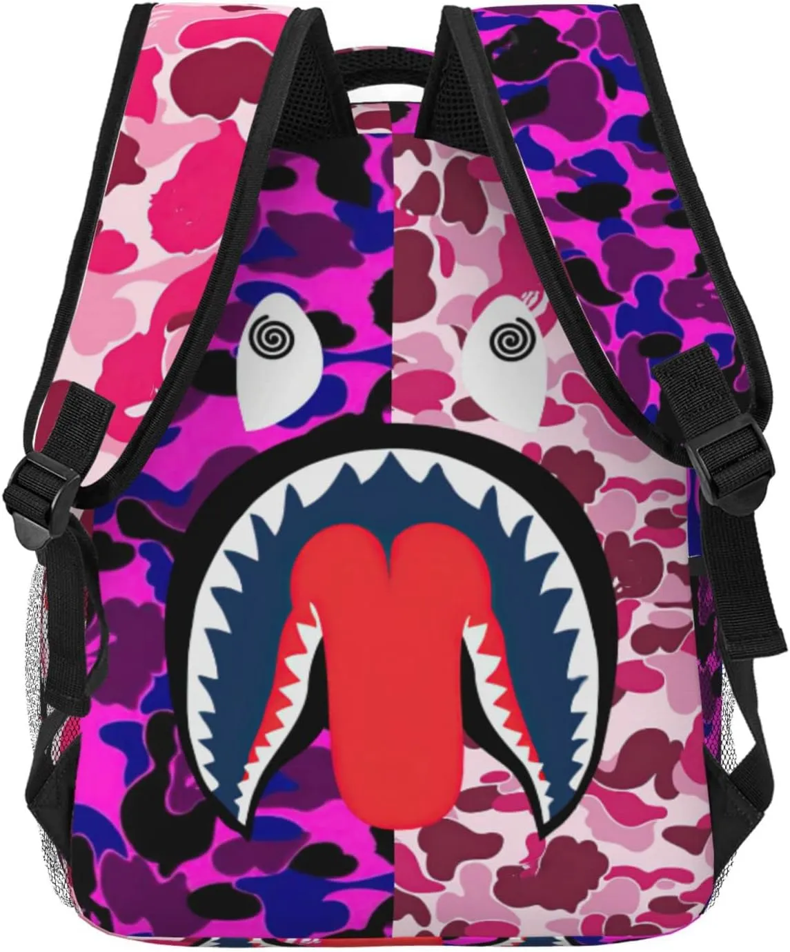 Backpack Shark Teeth Camo Backpacks Travel Laptop Daypack Big Capacity Bookbag Fashion Durable Back Pack for Men and Women- PINK
