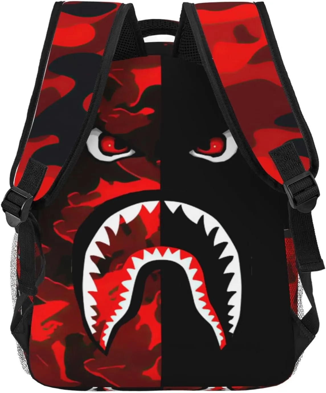 Backpack Shark Teeth Camo Backpacks Travel Laptop Daypack Big Capacity Bookbag Fashion Durable Back Pack for Men and Women-StyleXI