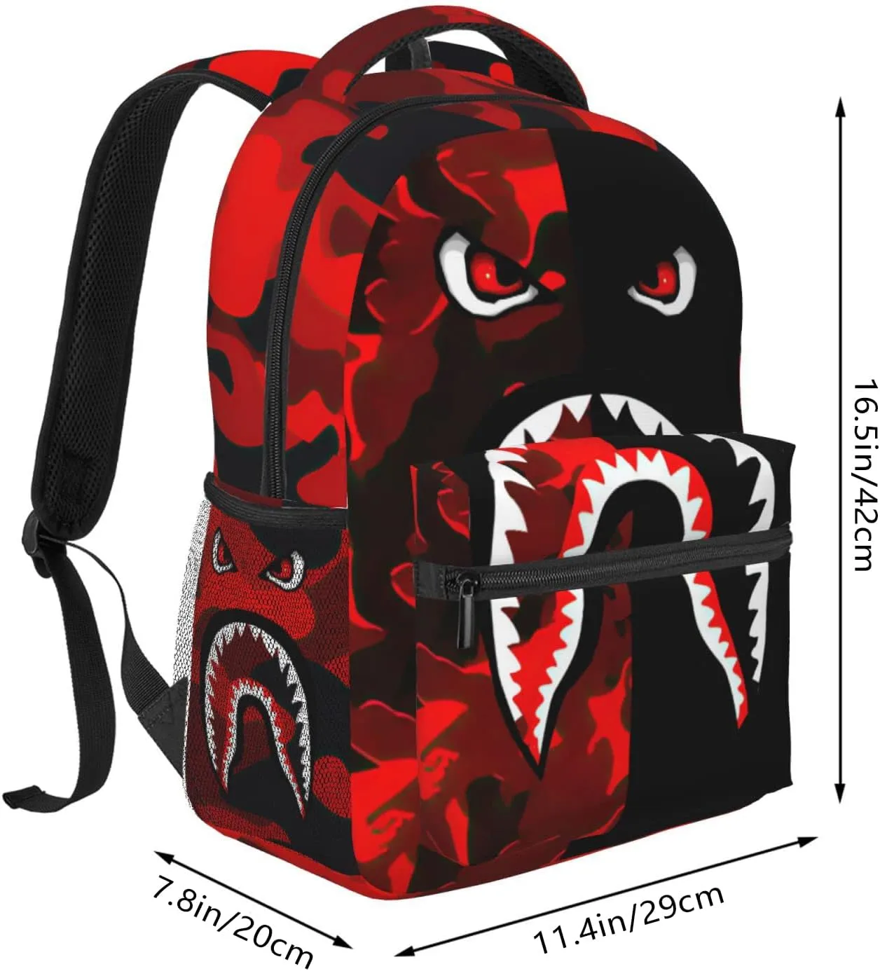 Backpack Shark Teeth Camo Backpacks Travel Laptop Daypack Big Capacity Bookbag Fashion Durable Back Pack for Men and Women-StyleXI