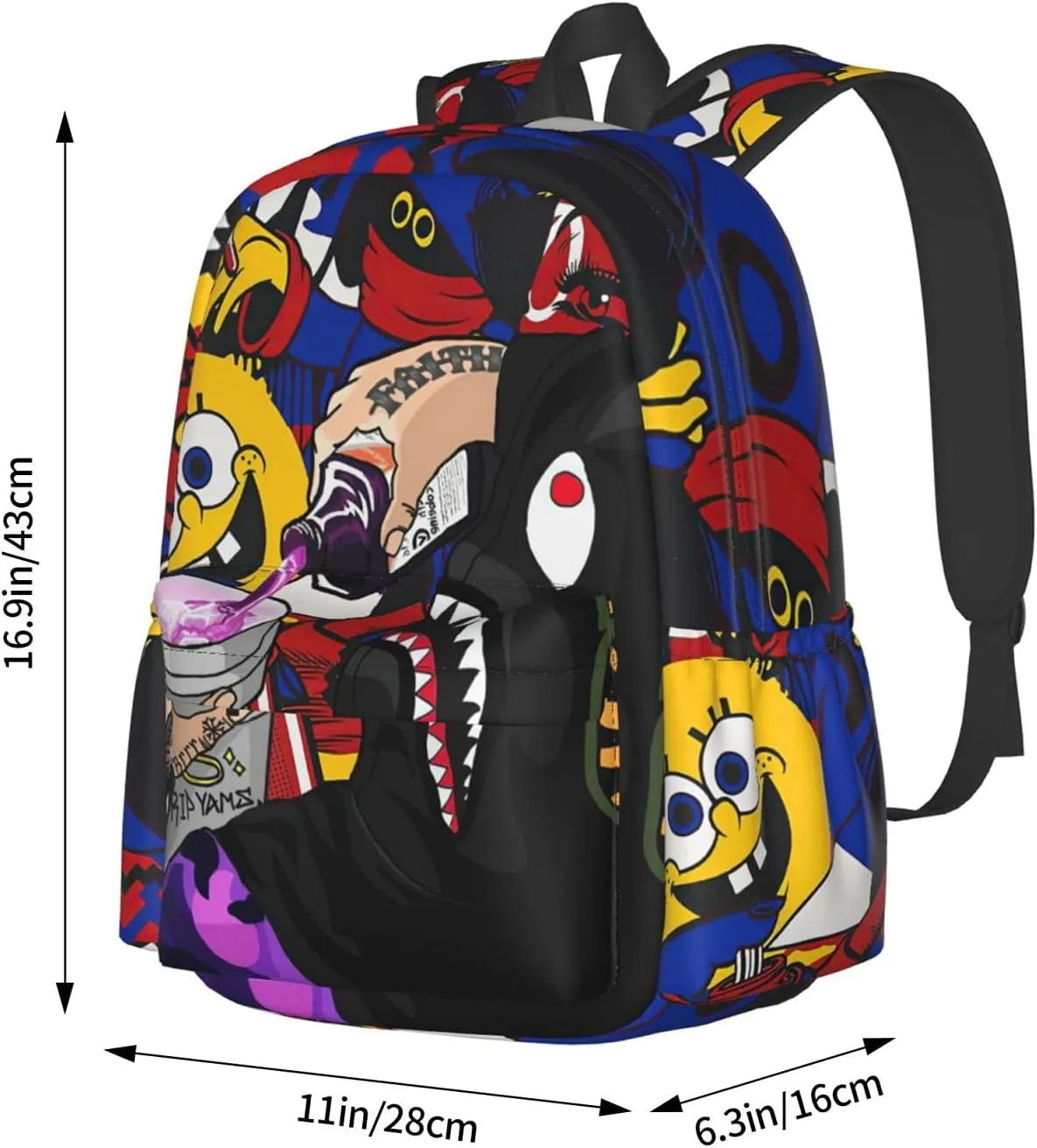 Backpack Shark Teeth Camo Backpacks Travel Laptop Daypack Big Capacity Bookbag Fashion Durable for Men and Women, One Size