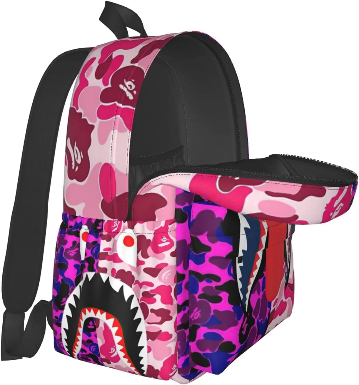 Backpack Shark Teeth Camo Backpacks Travel Laptop Daypack Big Capacity Bookbag Fashion Durable for Men and Women