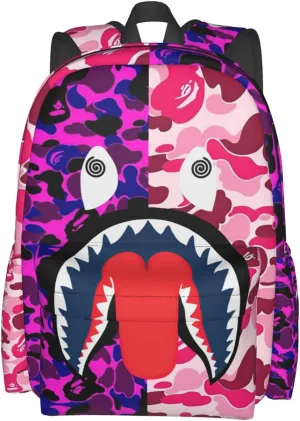 Backpack Shark Teeth Camo Backpacks Travel Laptop Daypack Big Capacity Bookbag Fashion Durable for Men and Women