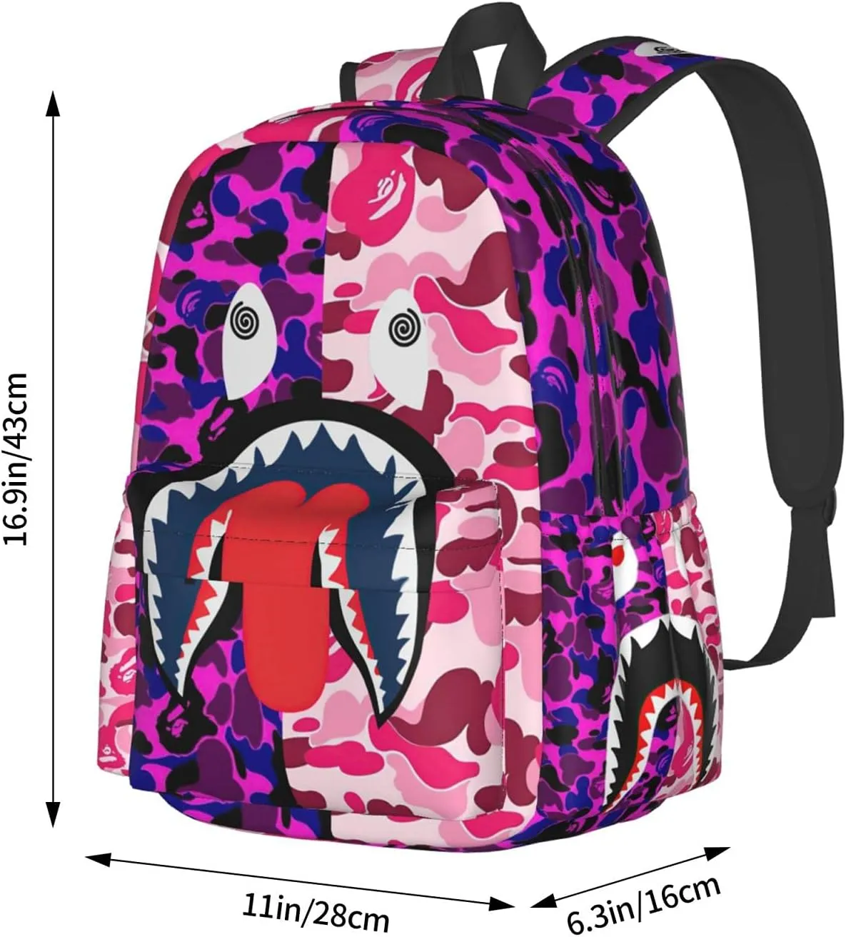 Backpack Shark Teeth Camo Backpacks Travel Laptop Daypack Big Capacity Bookbag Fashion Durable for Men and Women