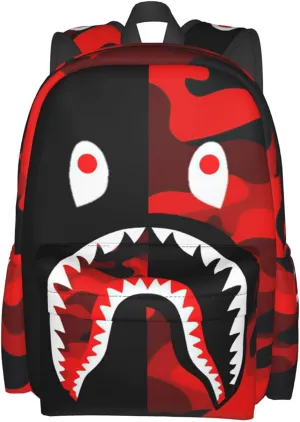 Backpack Shark Teeth Camo Backpacks Travel Laptop Daypack Big Capacity Bookbag Fashion Durable for Men and Women