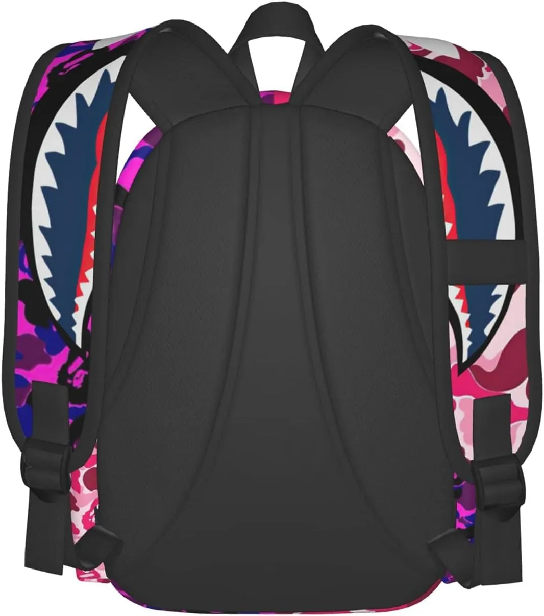 Backpack Shark Teeth Camo Backpacks Travel Laptop Daypack Big Capacity Bookbag Fashion Durable for Men and Women
